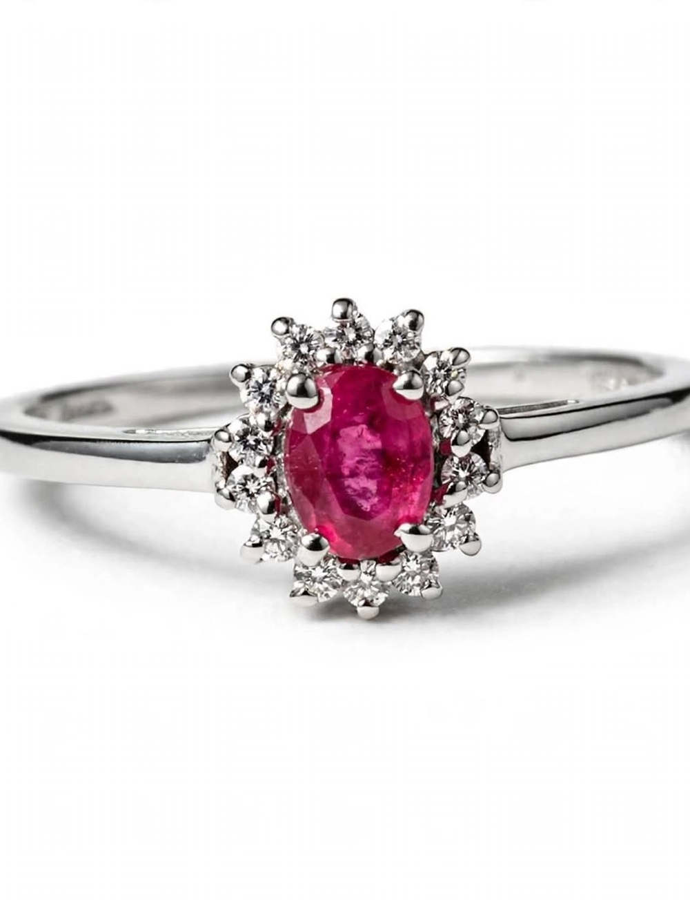 Elegant Pink Ruby Halo Ring in Sterling Silver925